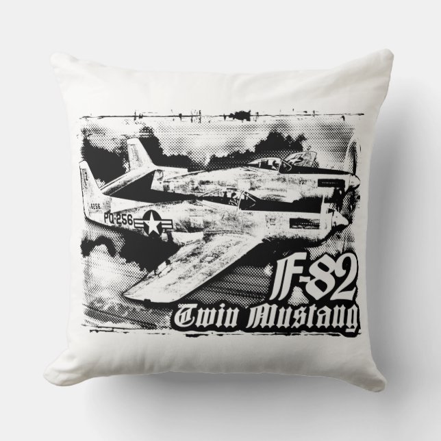F-82 Twin Mustang Throw Pillow (Front)