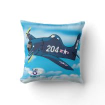 F-8F bearcat cartoon plane Throw Pillow