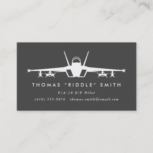 FA_18 Fighter Pilot with matching pattern Business Card