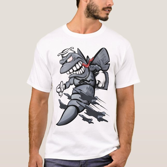 F/A-18 Hornet Fighter Attack Military Jet Cartoon T-Shirt (Front)
