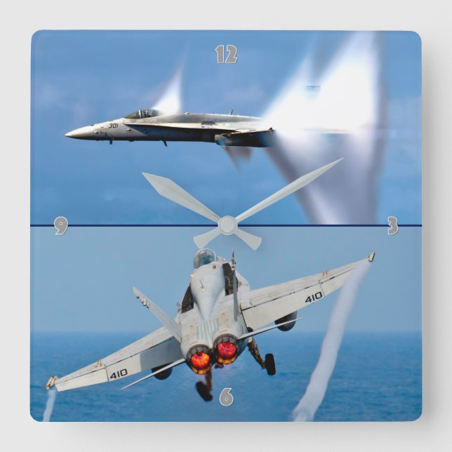 F/A-18C HORNET AFTERBURNER SQUARE WALL CLOCK (Front)