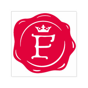 F - Antique Wax Seal Gothic Crown Initial Letter Self-inking Stamp