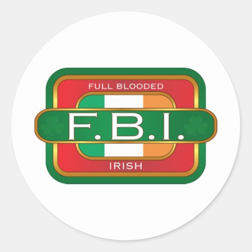F B I Irish Classic Round Sticker