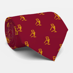 F & B Wine Glass Pattern Burgundy Sparkling Gold Neck Tie