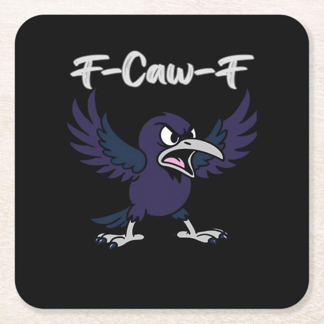 F-Caw-F Aesthetic Graphic Square Paper Coaster (Front)