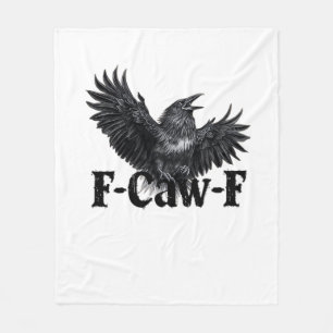 F-Caw-F Angry Raven Art Print Gothic Crow Illustra Fleece Blanket