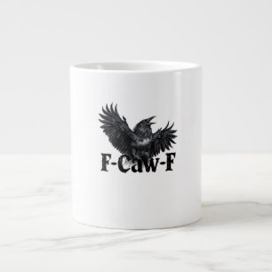 F-Caw-F Angry Raven Art Print Gothic Crow Illustra Giant Coffee Mug