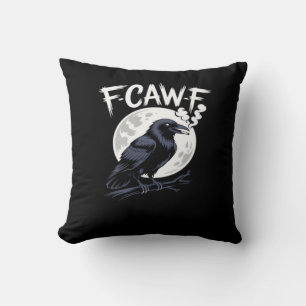 F-Caw-F Bird Classic Vintage Art Throw Pillow