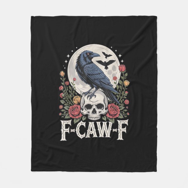 F-Caw-F Bird Crow Funny Crow Bird Cawing Grunge Re Fleece Blanket (Front)