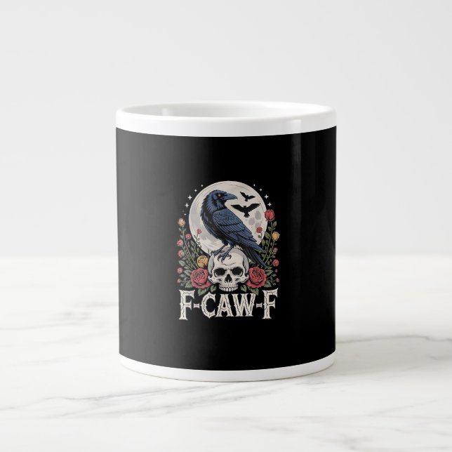 F-Caw-F Bird Crow Funny Crow Bird Cawing Grunge Re Giant Coffee Mug (Front)