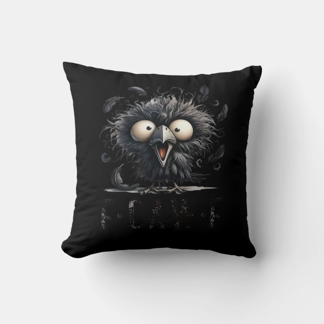 F-Caw-F Bird Funny Trendy Unique Throw Pillow (Front)