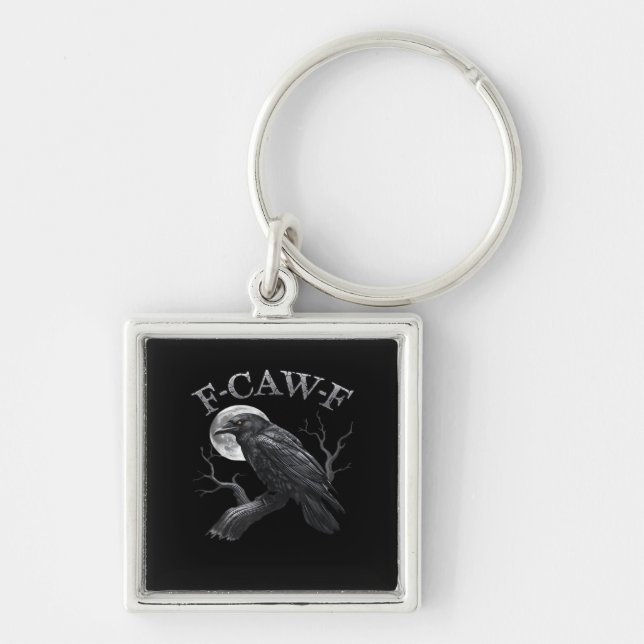 F-Caw-F Bird Moon Gothic Classic Cool Design Keychain (Front)