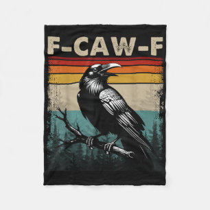 F-caw-f Black Crow Black Bird Retro Sunset Vintage Fleece Blanket