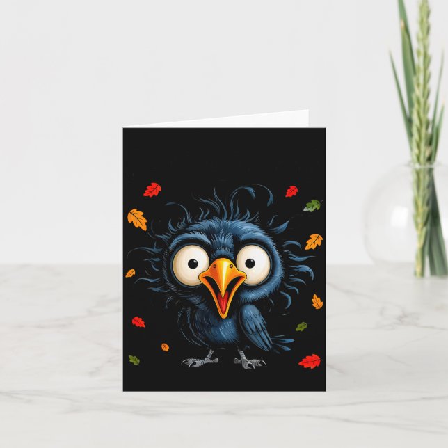 F-caw-f Black Crow Pun Funny Bird Cawing Nge Hallo Card (Front)