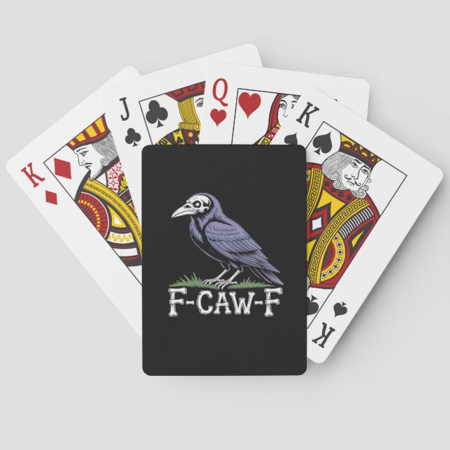 F-Caw-F Bone Text Skull Raven - Gothic Macabre Hum Poker Cards (Back)