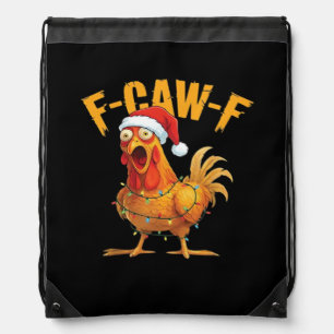 F-Caw-F Chicken Christmas Essential Drawstring Bag