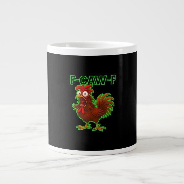 F-Caw-F Chicken Classic Retro Graphic Giant Coffee Mug (Front)