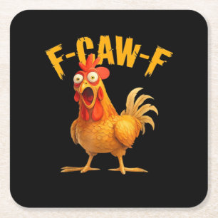 F-Caw-F Chicken Classic Retro Style Square Paper Coaster