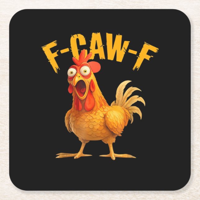 F-Caw-F Chicken Classic Retro Style Square Paper Coaster (Front)