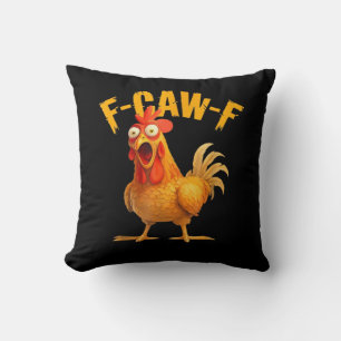 F-Caw-F Chicken Classic Retro Style Throw Pillow