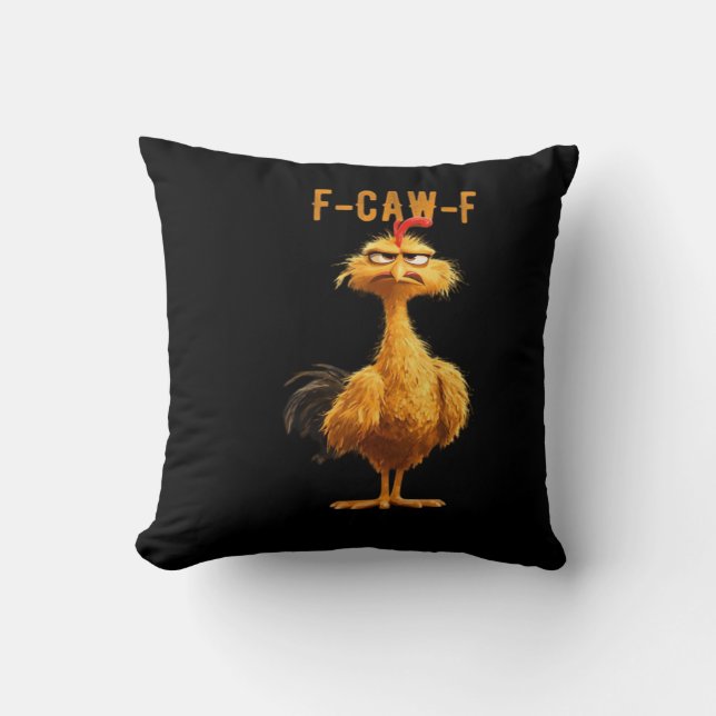 F-Caw-F Chicken Classic Retro Style Throw Pillow (Front)