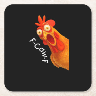 F-Caw-F Chicken Essential Minimal Clean Square Paper Coaster