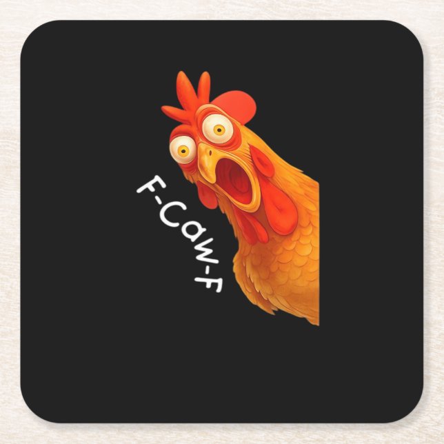 F-Caw-F Chicken Essential Minimal Clean Square Paper Coaster (Front)