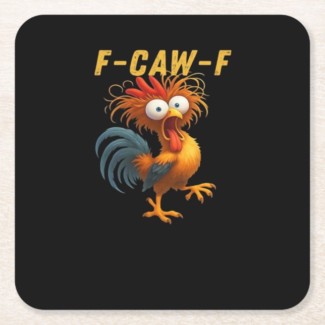 F-Caw-F-Chicken Essential Retro Classic Square Paper Coaster (Front)