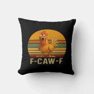 F-Caw-F Chicken Essential Vintage Graphic Throw Pillow