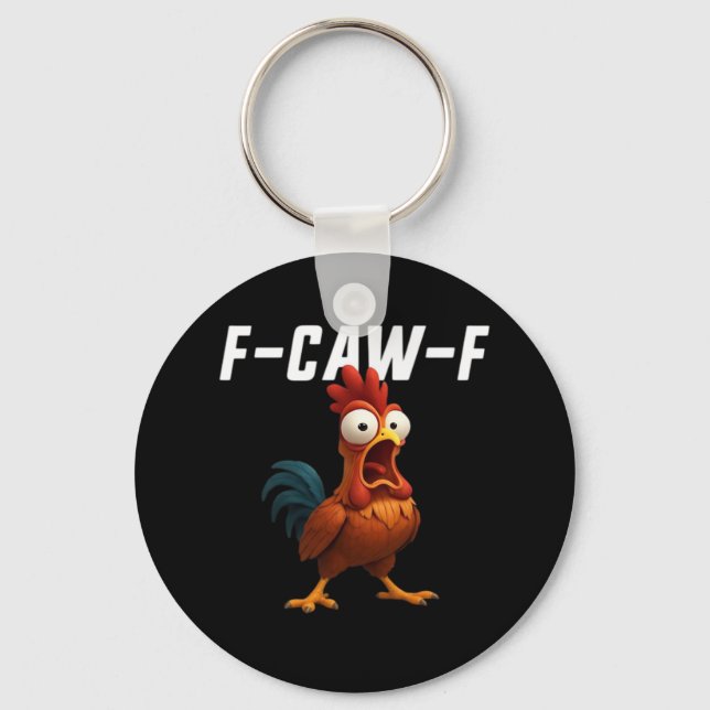 F-Caw-F Chicken Funny Chicken F-Caw-F Gear Retro C Keychain (Front)