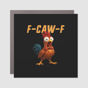 F-Caw-F Chicken Funny Chicken F-Caw-F Gear Retro G Car Magnet