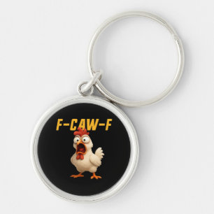F-Caw-F Chicken Funny Chicken F-Caw-F Gear Vintage Keychain