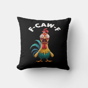 F-Caw-F Chicken Humor Classic Vintage Design Throw Pillow