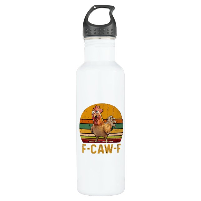 F-Caw-F Chicken Humor Essential Minimal Clean Stainless Steel Water Bottle (Front)
