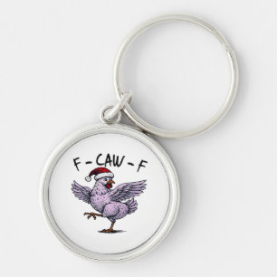F-Caw-F Chicken Retro Classic Keychain