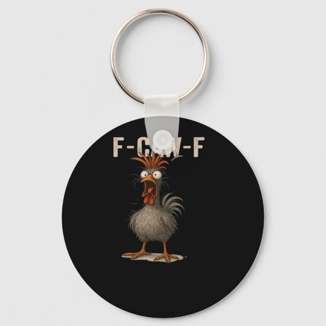 F-Caw-F Chicken Retro Classic Keychain (Front)