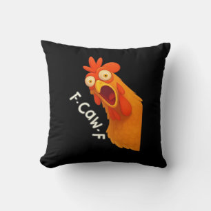F-Caw-F Chicken Retro Classic Throw Pillow