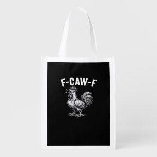 F-Caw-F Chicken Retro Graphic Grocery Bag