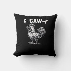 F-Caw-F Chicken Retro Graphic Throw Pillow