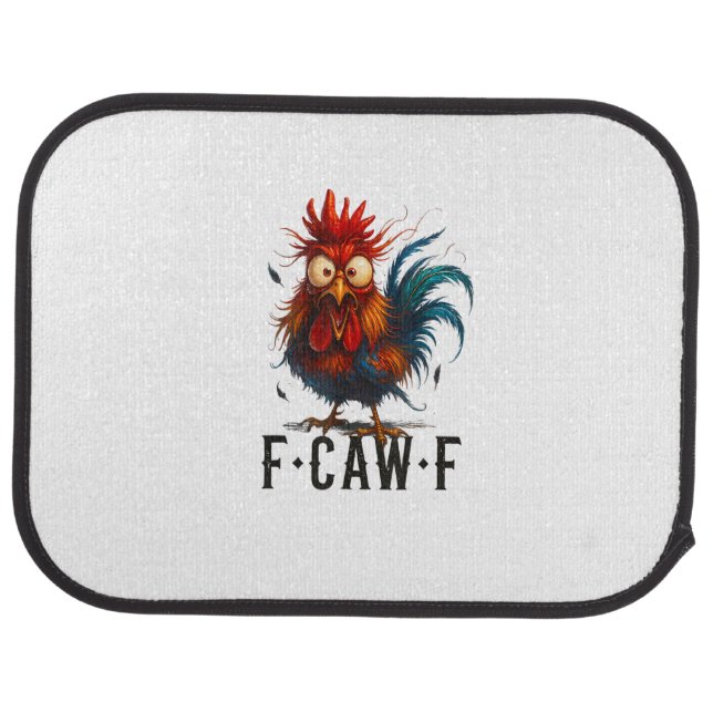 F-Caw-F Chicken Rooster Funny Meme Car Floor Mat (Rear)