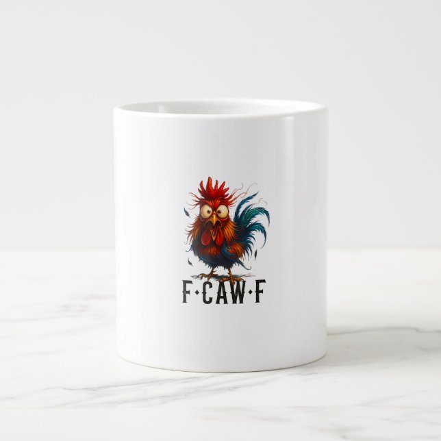 F-Caw-F Chicken Rooster Funny Meme Giant Coffee Mug (Front)