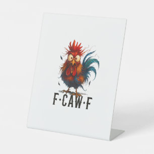 F-Caw-F Chicken Rooster Funny Meme Pedestal Sign