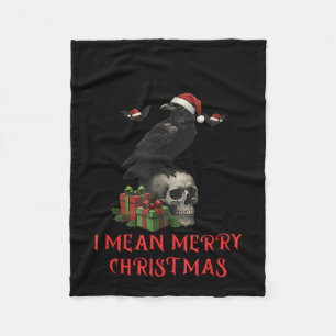 F-caw-f Christmas Crow Funny Goth Christmas Skull Fleece Blanket