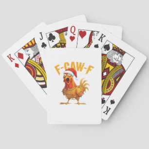 F-Caw-F Christmas Funny Chicken Christmas Essentia Poker Cards