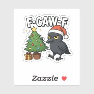 F-caw-f Christmas Raven Crow Xmas Tree Meme Sticker