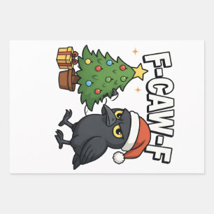 F-caw-f Christmas Raven Crow Xmas Tree Meme Wrapping Paper Sheets
