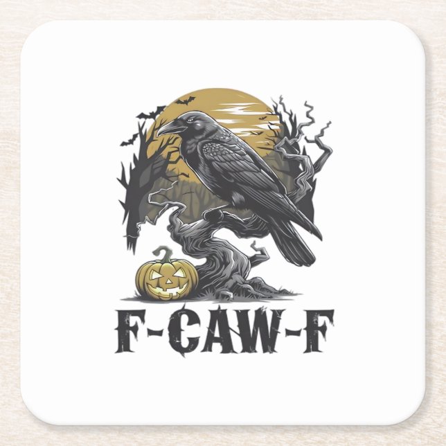 F-Caw-F Classic Minimal Design Square Paper Coaster (Front)