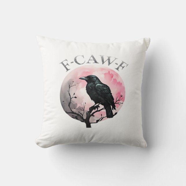 F-Caw-F Classic Retro Cool Throw Pillow (Front)