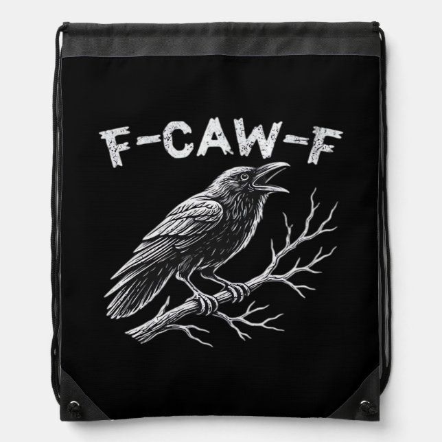 F-Caw-F Classic Retro Style Drawstring Bag (Front)