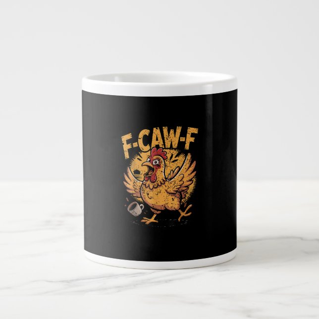 F-Caw-F Coffee Chicken Rooster Funny Bird F-Caw-F Giant Coffee Mug (Front)